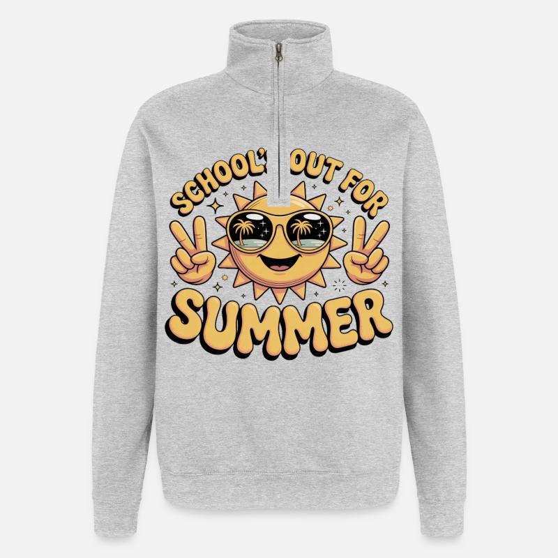 Sommer - Quarter-Zip-Sweatshirt - Grau meliert