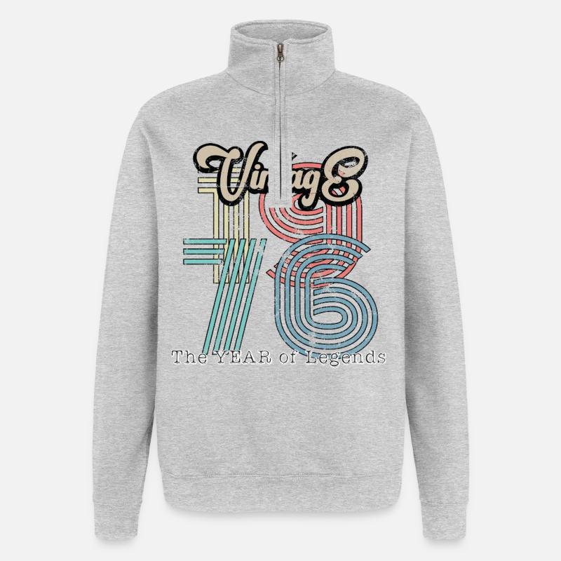 Millésime 1976 - Sweat à zip 1/4 - gris chiné