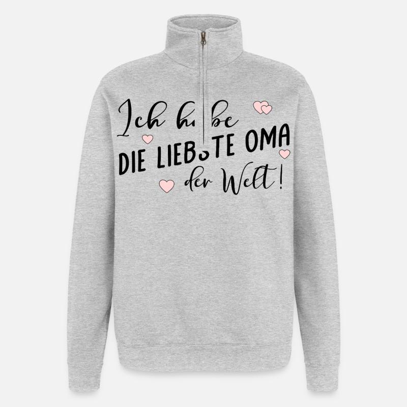 Komplimente Liebste Oma - Quarter-Zip-Sweatshirt - Grau meliert
