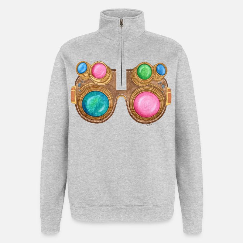 Rainbow Steampunk Glasses - Quarter-Zip Sweatshirt - heather grey