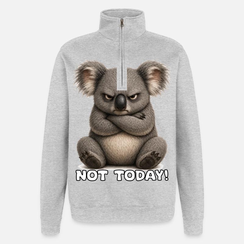 Grummeliger Koala – Not Today - Sweat à zip 1/4 - gris chiné