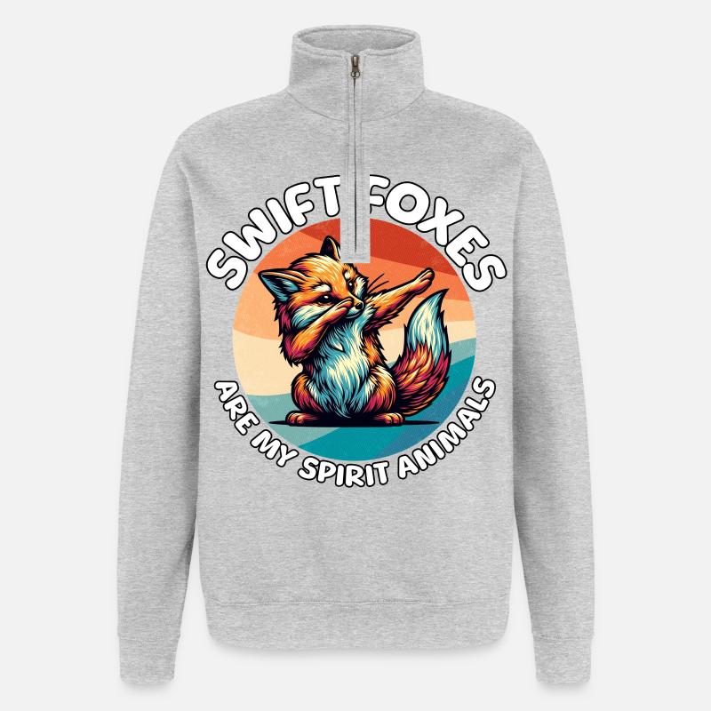 Lustige Swiftfuchs Sprüche - Quarter-Zip-Sweatshirt - Grau meliert
