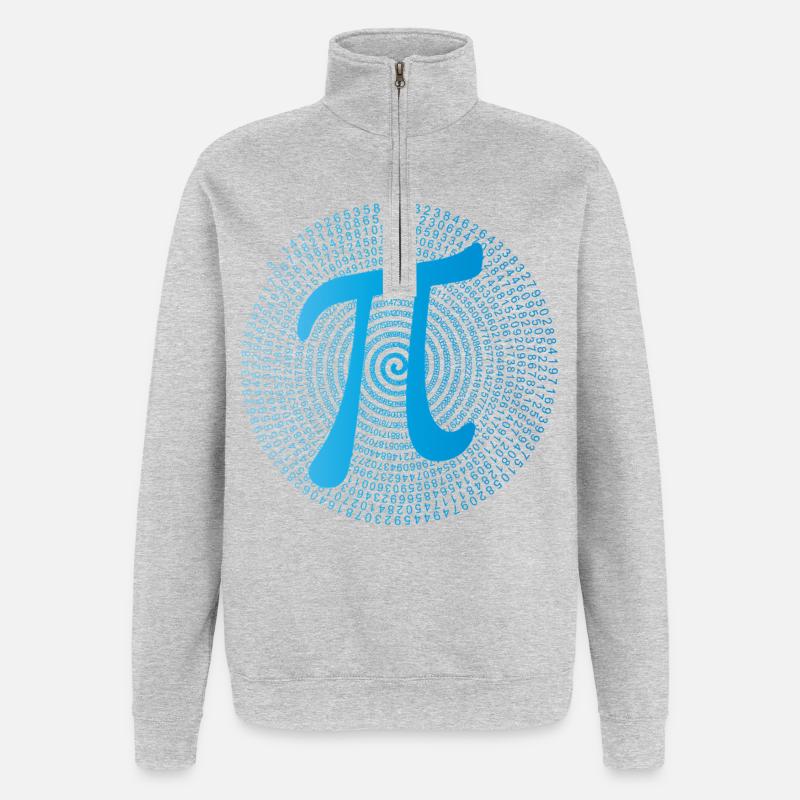 π (pi) in Data Spiral - Quarter-Zip-Sweatshirt - Grau meliert