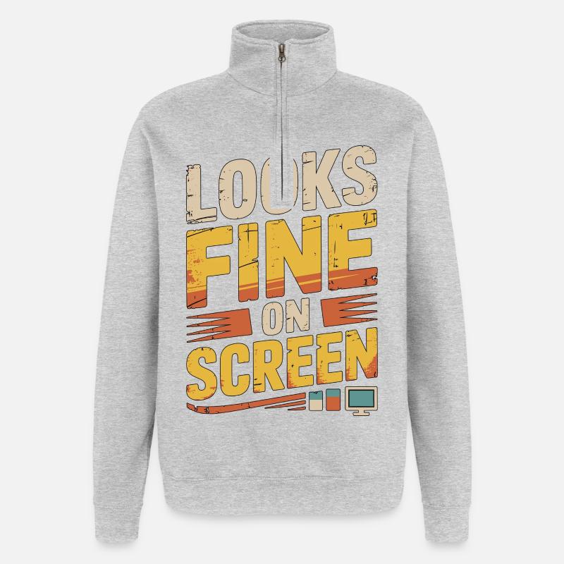 Graphiste graphiste à l’écran - Sweat à zip 1/4 - gris chiné