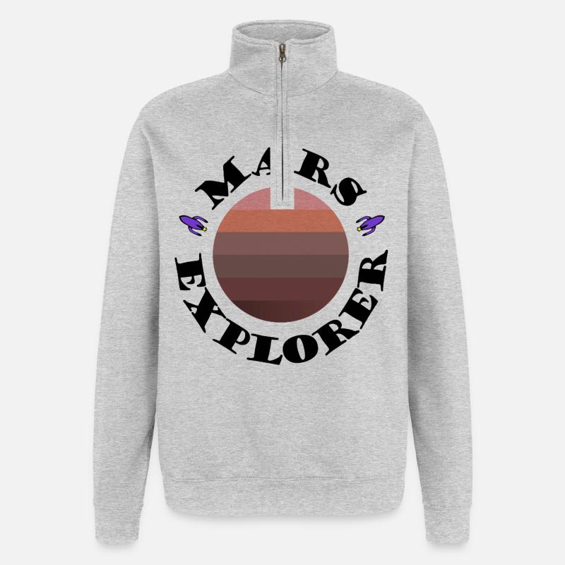 Mars Planet Sunset with Rockets - Quarter-Zip Sweatshirt - heather grey