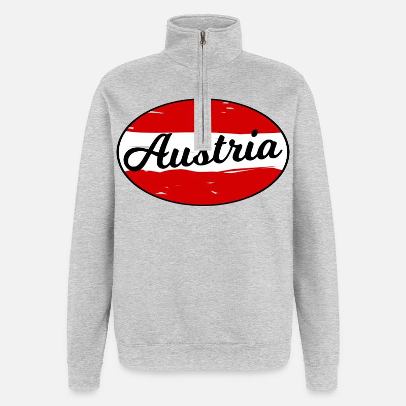 Austria Script Logo on Red - Quarter-Zip Sweatshirt - heather grey