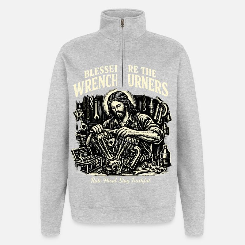 Mécanique chrétienne - Sweat à zip 1/4 - gris chiné
