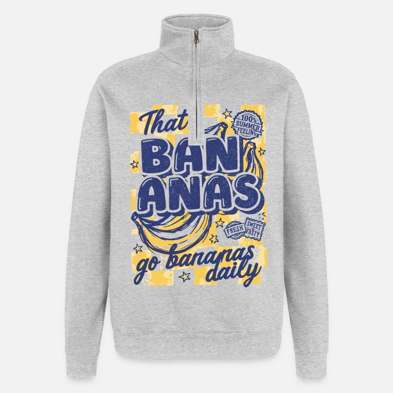That's Bananas Sommer Design - Quarter-Zip-Sweatshirt - Grau meliert