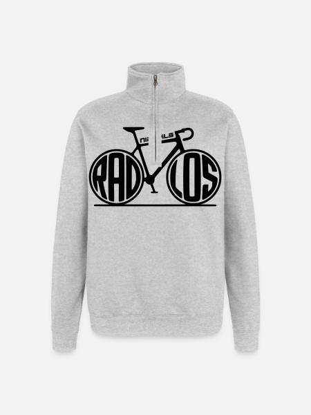 Fahrrad - Niemals radlos - Quarter-Zip-Sweatshirt - Grau meliert