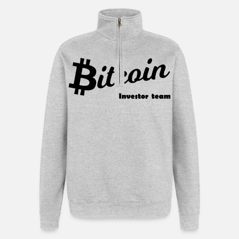 Bitcoin Symbol Schwarzsilhouette - Quarter-Zip-Sweatshirt - Grau meliert