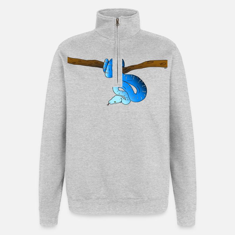 Serpent Bleu - Sweat à zip 1/4 - gris chiné