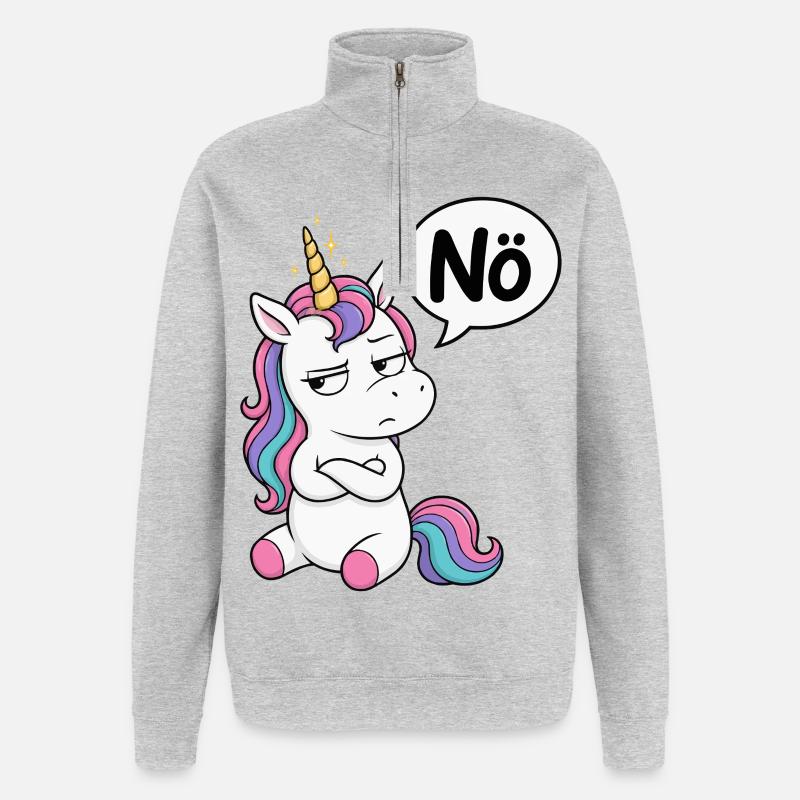 Genervtes Einhorn Nö - Quarter-Zip-Sweatshirt - Grau meliert