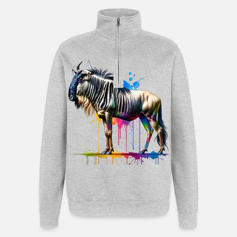 Cadeau GNU - Sweat à zip 1/4 - gris chiné