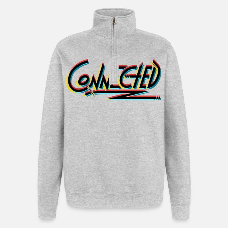 Connected_black_prism - Sweat à zip 1/4 - gris chiné