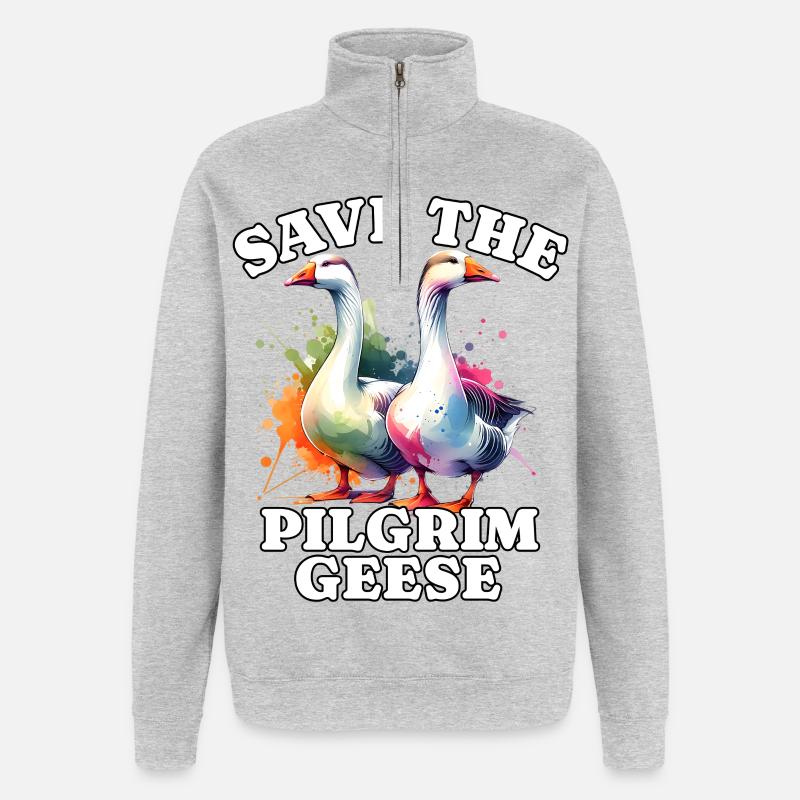 Pilgrim Gans Save Pilgrim Goose - Quarter-Zip Sweatshirt - heather grey