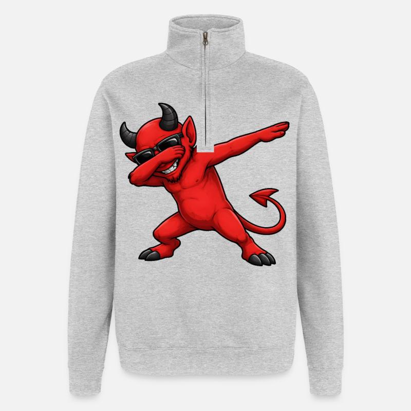 Dabbing Devil - Quarter-Zip Sweatshirt - heather grey