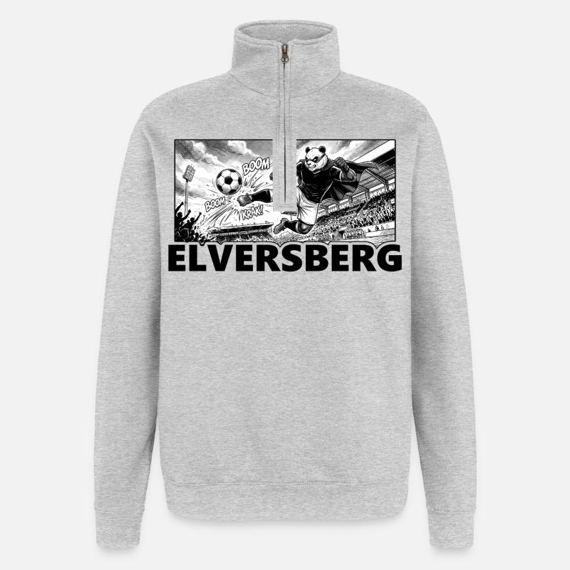 Fußball Panda Kaiserlinde Elversberg - Quarter-Zip-Sweatshirt - Grau meliert