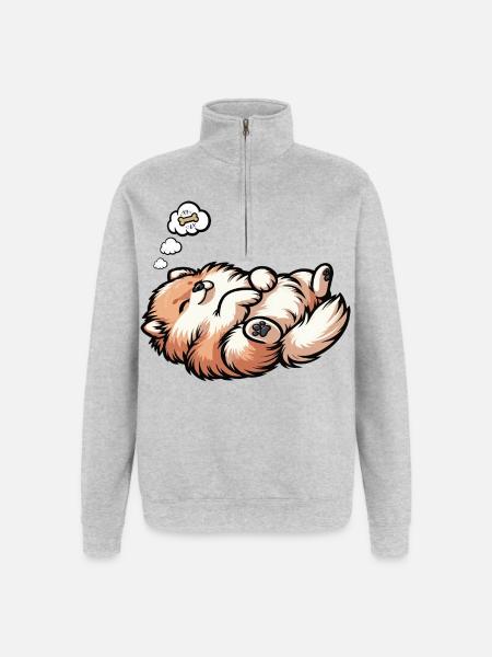 Zwergspitz Zwergspitze Spitzhund Zwergspitzhalter - Quarter-Zip-Sweatshirt - Grau meliert
