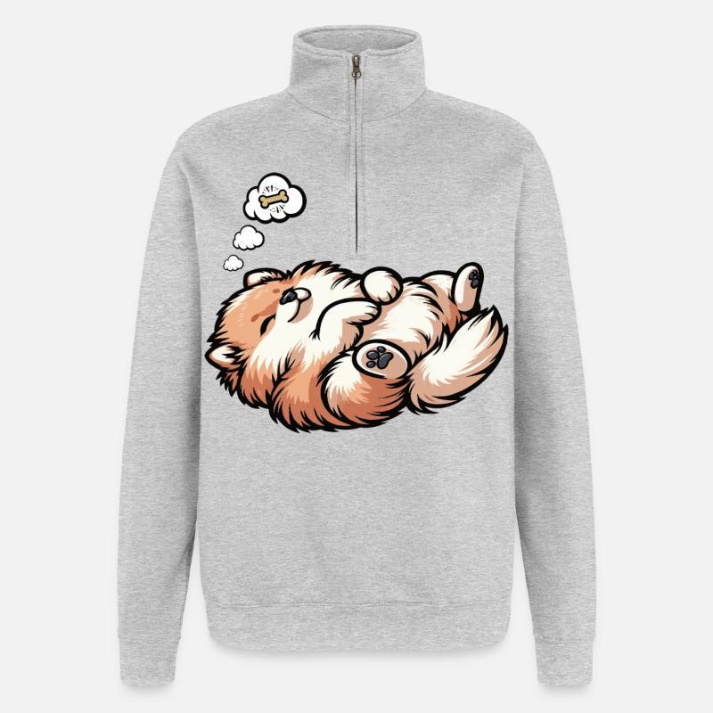 Zwergspitz Zwergspitze Spitzhund Zwergspitzhalter - Quarter-Zip-Sweatshirt - Grau meliert