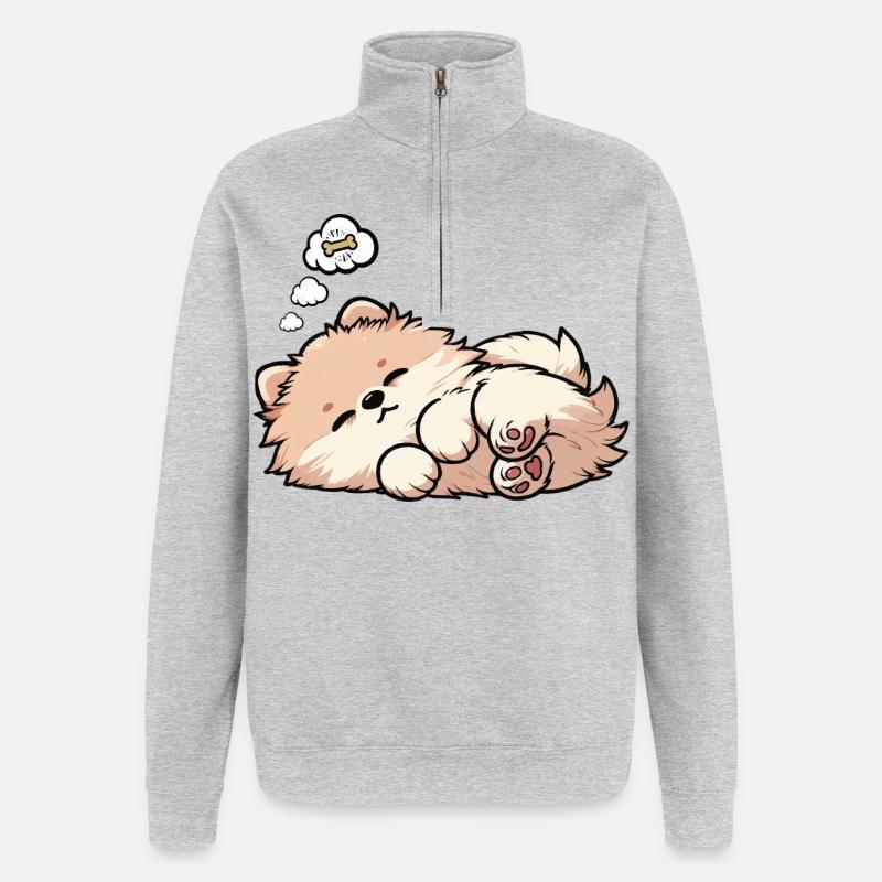 Zwergspitz Zwergspitze Spitzhund Zwergspitzhalter - Quarter-Zip-Sweatshirt - Grau meliert