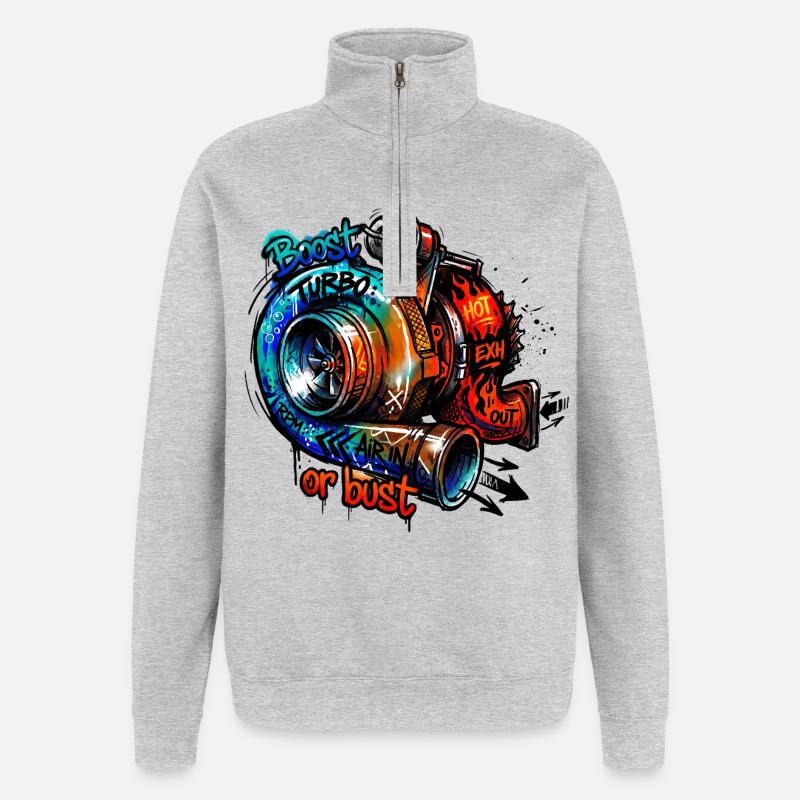 Turbo Boost or Bust - Quarter-Zip Sweatshirt - heather grey