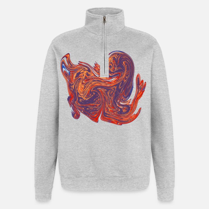 Farbwirbel-Herz Marmormuster - Quarter-Zip-Sweatshirt - Grau meliert