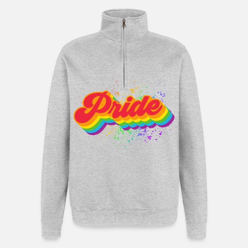 Pride Rainbow Wave - Quarter-Zip Sweatshirt - heather grey