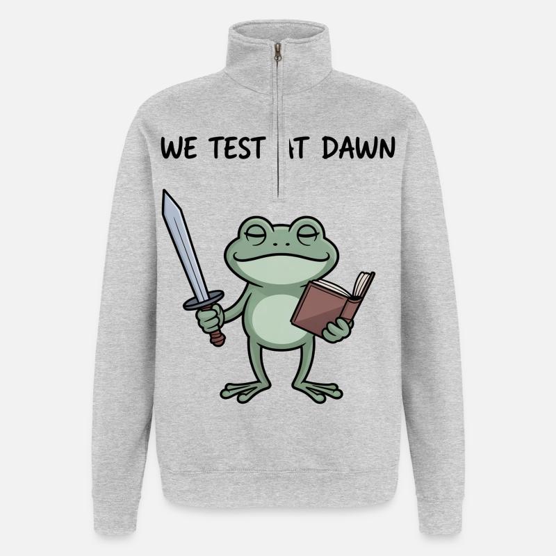 Dawn Training Frosch Schwertbuch - Quarter-Zip-Sweatshirt - Grau meliert