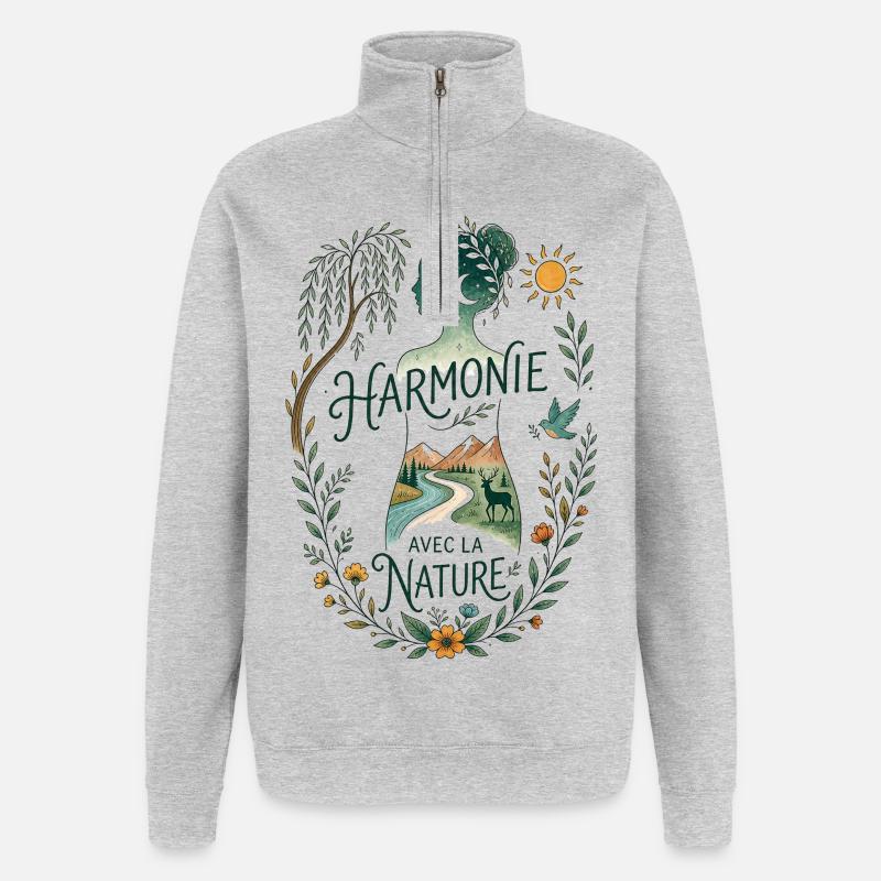 La Nature Intérieure - Sweat à zip 1/4 - gris chiné