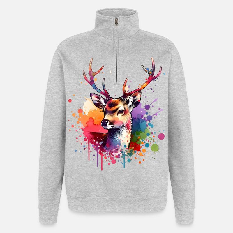 Whitetail Deer Gift - Quarter-Zip Sweatshirt - heather grey