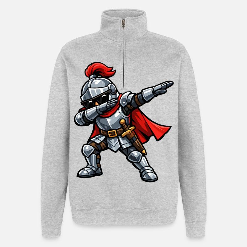 Dabbing Ritter - Quarter-Zip-Sweatshirt - Grau meliert