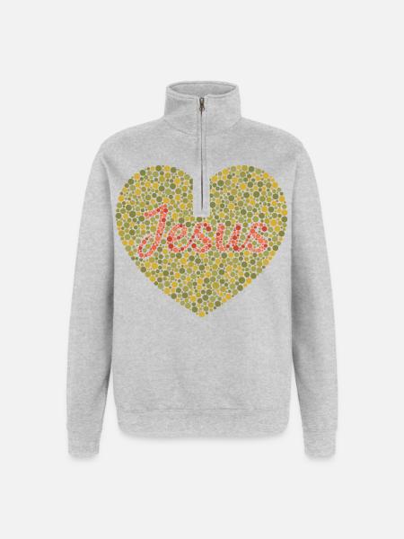 Jésus t’aime | Foi | Don - Sweat à zip 1/4 - gris chiné