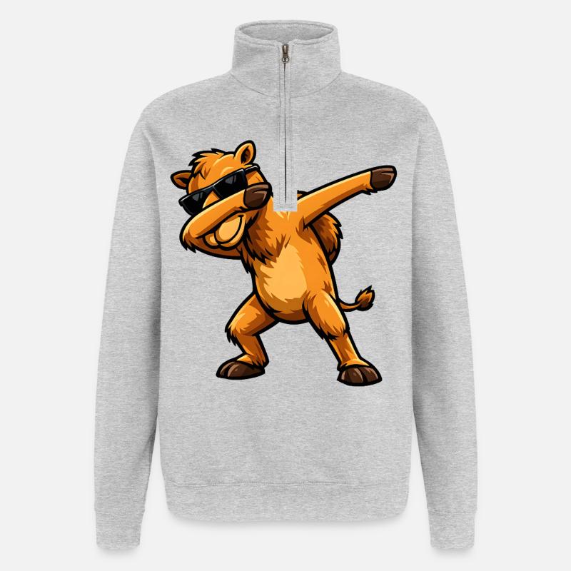 Dabbing Kamel - Quarter-Zip-Sweatshirt - Grau meliert