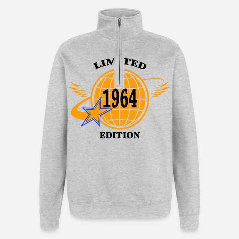 1964 - Sweat à zip 1/4 - gris chiné