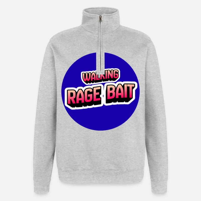 Walking Rage Bait - Quarter-Zip Sweatshirt - heather grey