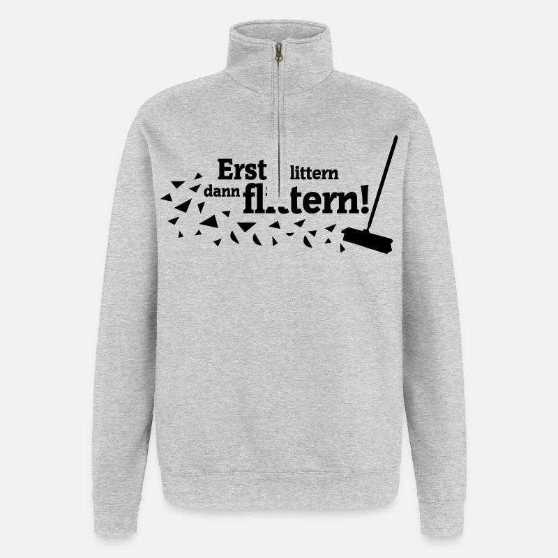 Polterabend Spruch - Quarter-Zip-Sweatshirt - Grau meliert
