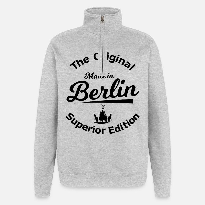 Chez lui à Berlin - Sweat à zip 1/4 - gris chiné