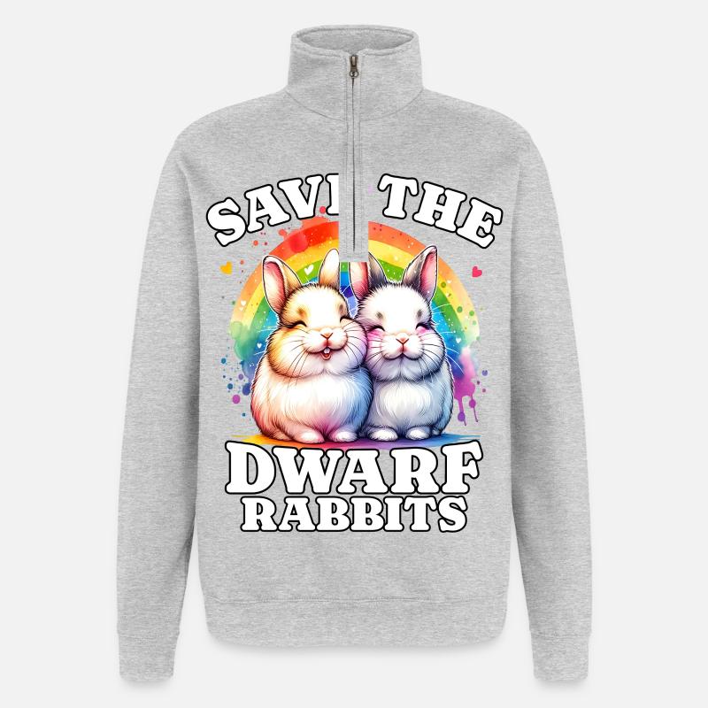 Zwergkaninchen Save Dwarf Rabbit - Quarter-Zip Sweatshirt - heather grey