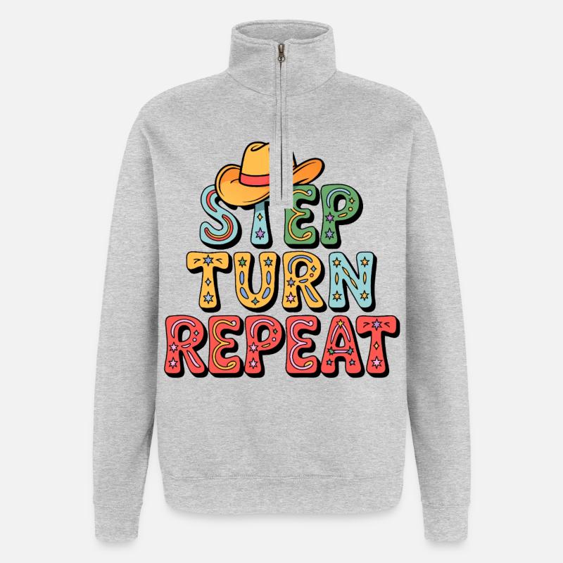 Line Dance Step Turn Repeat - Quarter-Zip Sweatshirt - heather grey