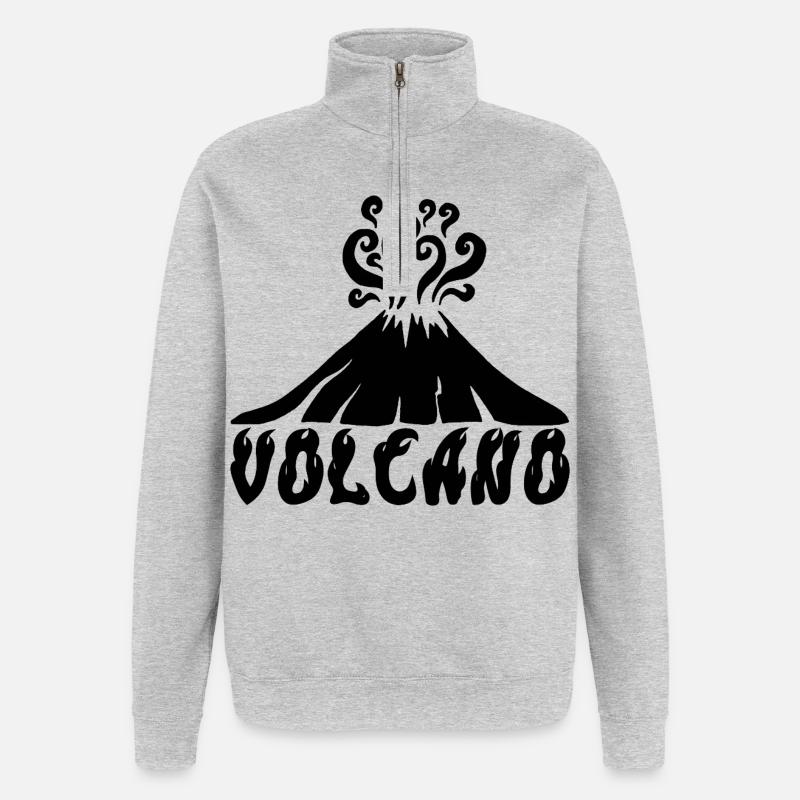 Volcan noir - Sweat à zip 1/4 - gris chiné