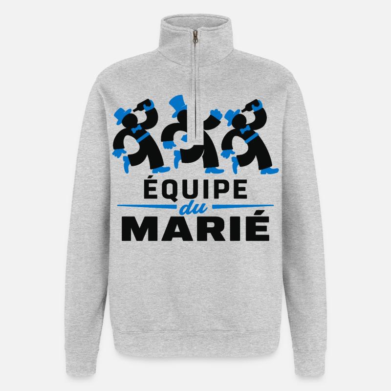 Équipe du Marié - Sweat à zip 1/4 - gris chiné