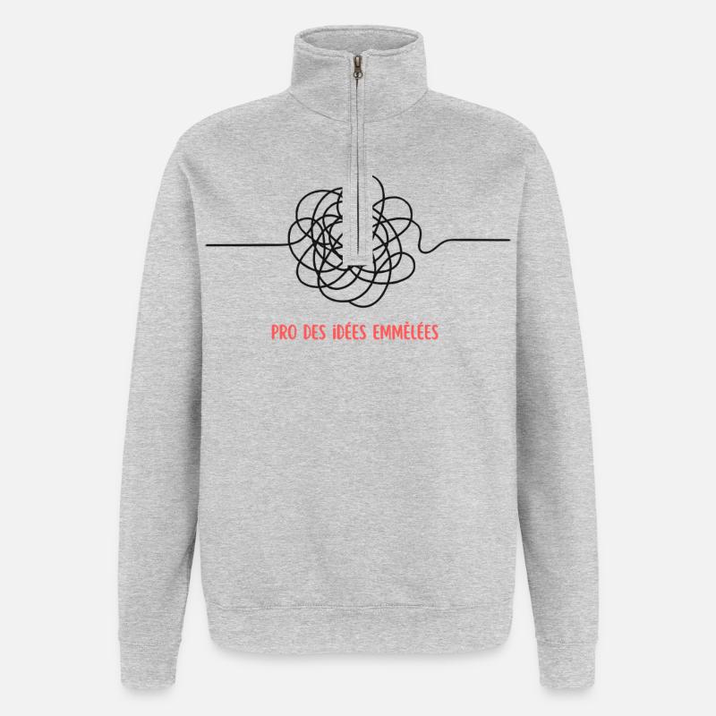 PRO DES IDEES EMMELEES - Sweat à zip 1/4 - gris chiné