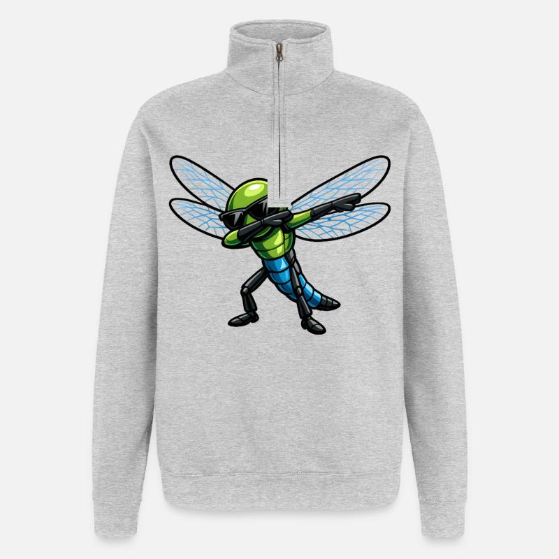 Dab de la Libellule - Sweat à zip 1/4 - gris chiné
