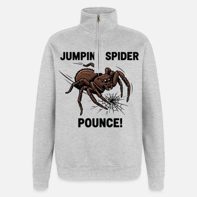 Araignée Sauteuse Pounce Jumping Spider - Quarter-Zip Sweatshirt - heather grey