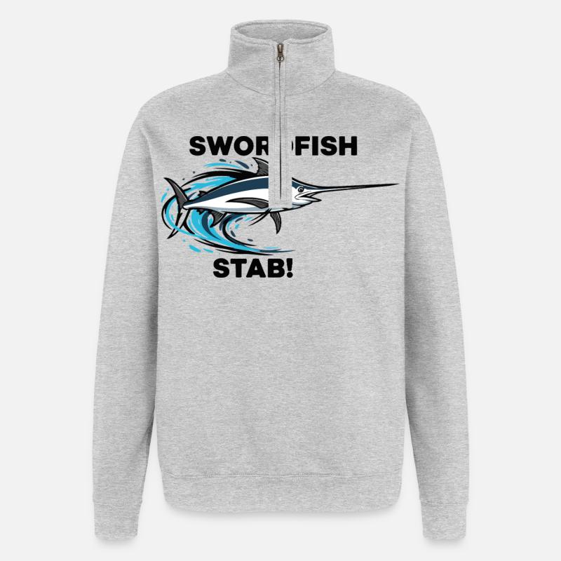 Espadon Stab Épée Mer Swordfish - Sweat à zip 1/4 - gris chiné