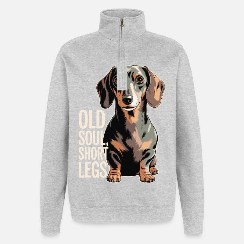 Vieux teckel de l’âme - Sweat à zip 1/4 - gris chiné