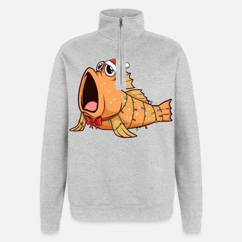 Drôle de Mudskipper - Noël - Sweat à zip 1/4 - gris chiné