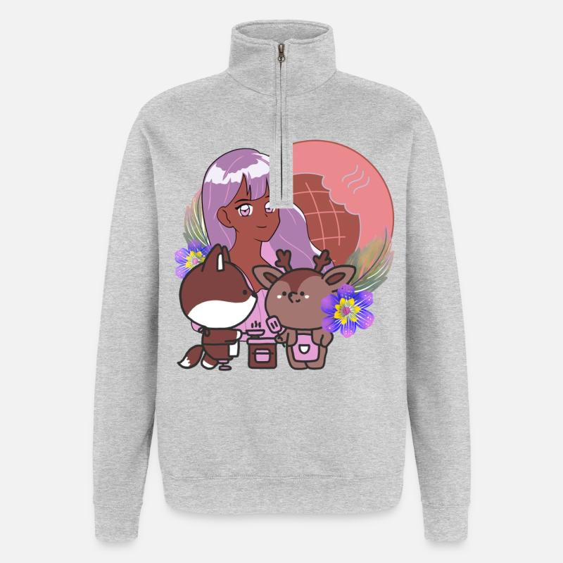 Kawaii Kitchen & Magical Prosthetic - Quarter-Zip Sweatshirt - heather grey