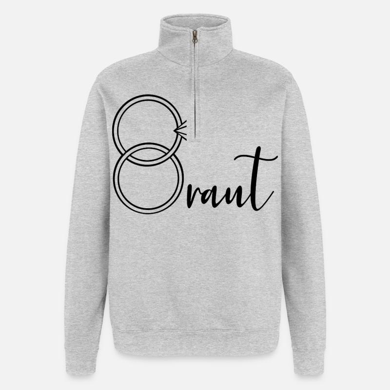 Bagues de mariée - Sweat à zip 1/4 - gris chiné