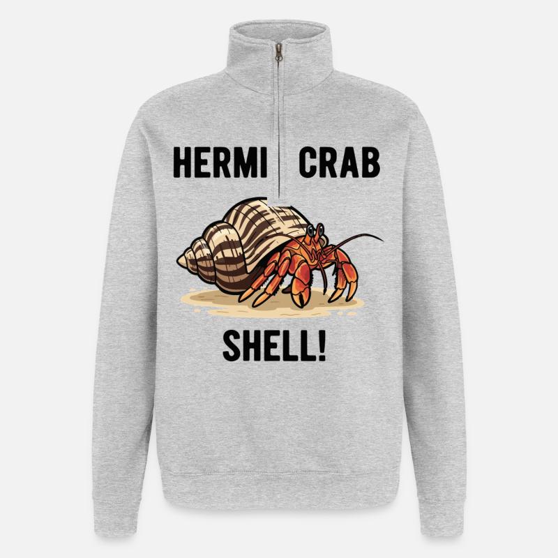 Bernard-l'ermite Shell Hermit Crab - Quarter-Zip Sweatshirt - heather grey